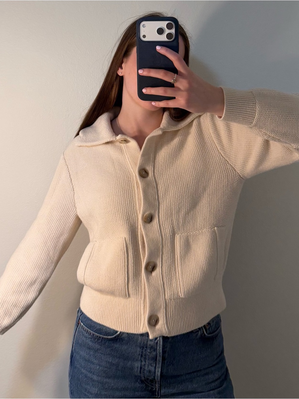 Banana Republic Ava Sweater Bomber Transition Cream White - Picture 4 of 5